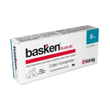 Vermifugo Basken Plus 20 Caes Medios e Gatos